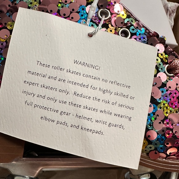 Jessica Simpson Rollstar Rose Gold Multi Sequin ‘Night Out’ Roller Skates - NIB - Picture 6 of 8